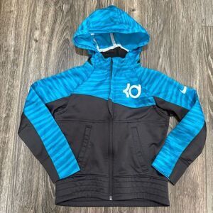 Nike KD Kevin Durant Zip Up Hoodie Jacket Boys Size Extra Small Therma-Fit Gray